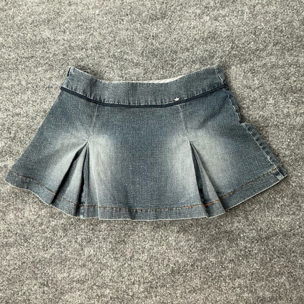 Vintage Y2K Duchesse Jeans Denim Pleated Low Rise Micro Mini Skirt